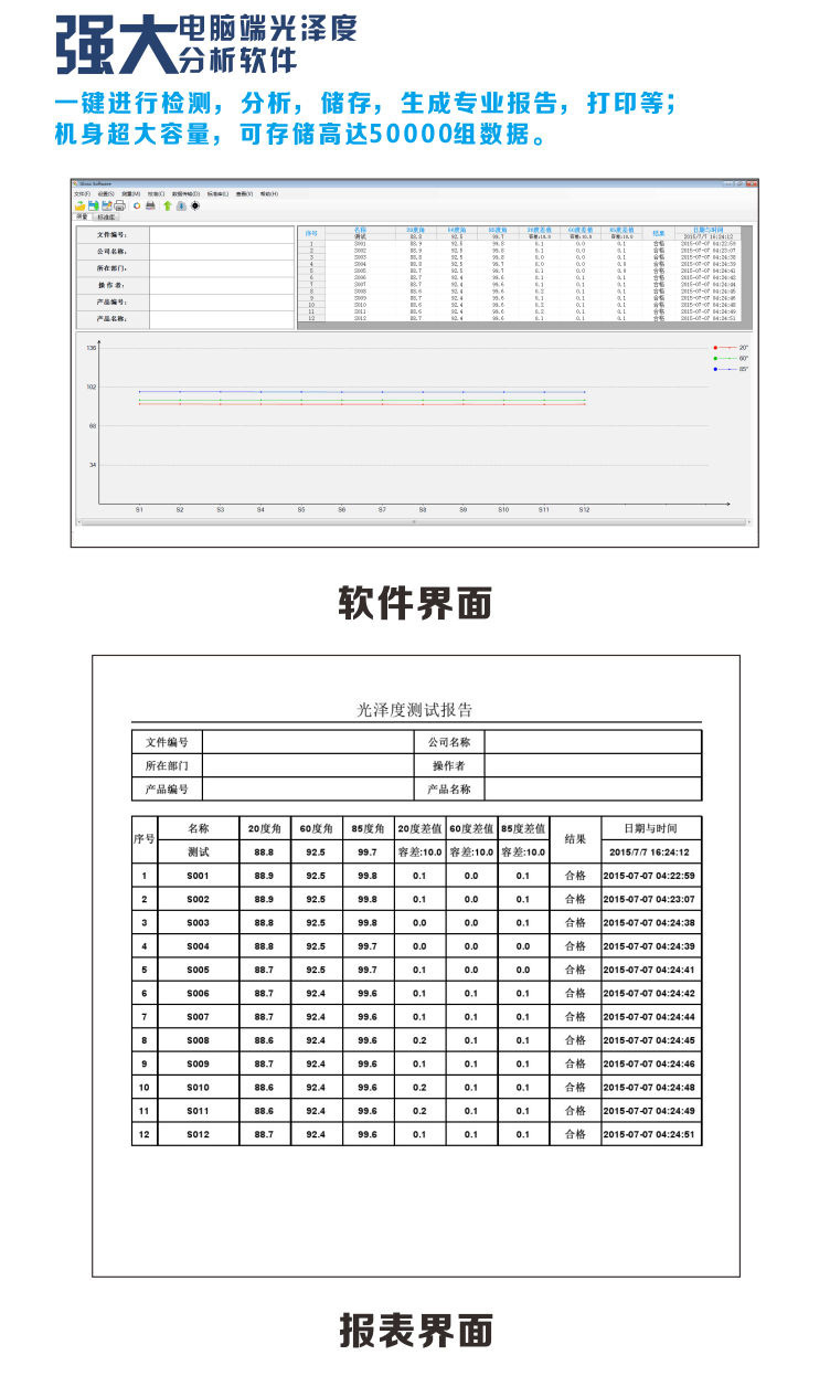 威福 WG60A 单角度光泽计软件介绍